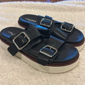 J/Slides Black Buckle Sandals